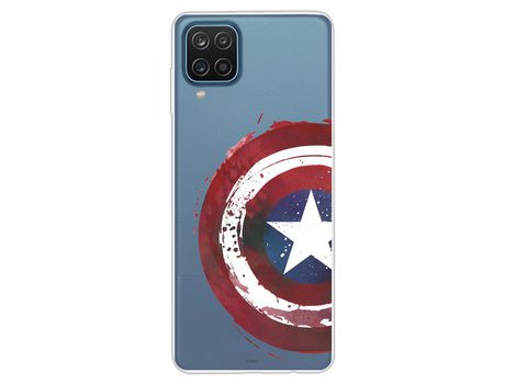 Funda para Samsung Galaxy A12 Oficial de Marvel Capitan America Escudo Transparente