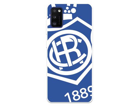 Funda para Samsung Galaxy A41 del Recre Escudo Fondo azul - Licencia Oficial Real Club Recreativo de Huelva