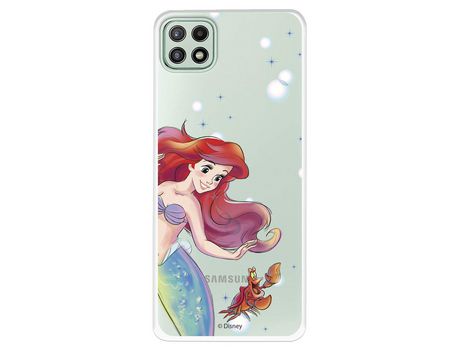 Funda para Samsung Galaxy A22 5G Oficial de Disney Ariel y Sebastián Burbujas - La Sirenita