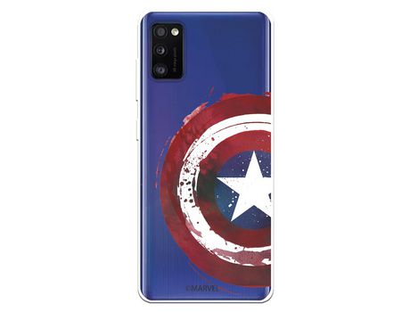 Funda para Samsung Galaxy A41 Oficial de Marvel Capitan America Escudo Transparente