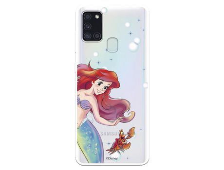 Funda para Samsung Galaxy A21S Oficial de Disney Ariel y Sebastián Burbujas - La Sirenita