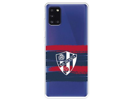 Funda para Samsung Galaxy A31 del Huesca Rayas Transparente - Licencia Oficial SD Huesca