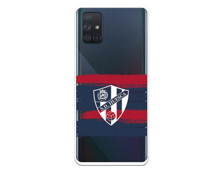 Funda para Samsung Galaxy A71 del Huesca Rayas Transparente - Licencia Oficial SD Huesca