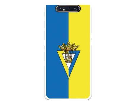 Funda para Samsung Galaxy A80 del Cádiz Escudo Fondo Bicolor - Licencia Oficial