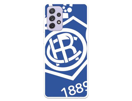 Funda para Samsung Galaxy A72 5G del Recre Escudo Fondo azul - Licencia Oficial Real Club Recreativo de Huelva