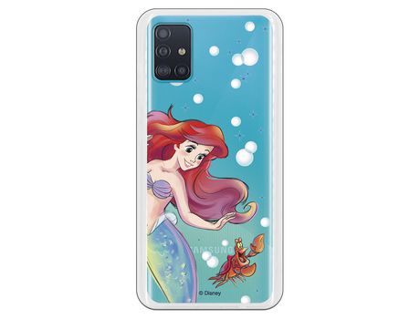Funda para Samsung Galaxy A51 5G Oficial de Disney Ariel y Sebastián Burbujas - La Sirenita