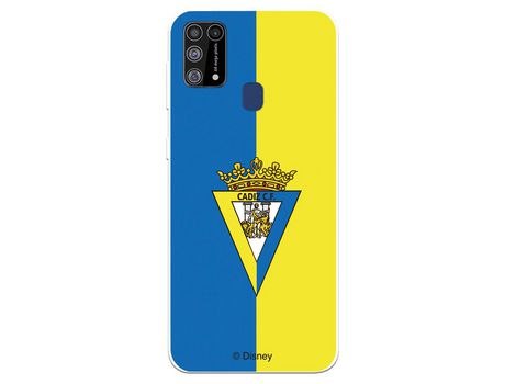 Funda para Samsung Galaxy M31 del Cádiz Escudo Fondo Bicolor - Licencia Oficial