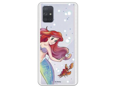 Funda para Samsung Galaxy A71 Oficial de Disney Ariel y Sebastián Burbujas - La Sirenita