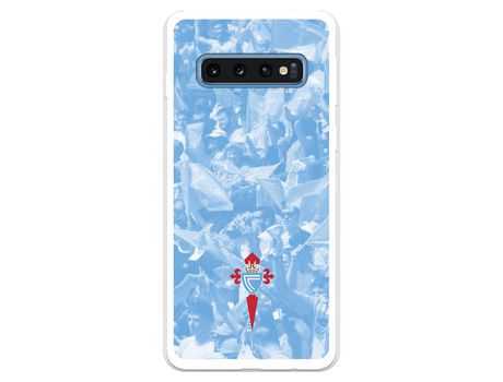 Funda para Samsung Galaxy S10 Plus del Celta Escudo Fondo Hinchada - Licencia Oficial RC Celta
