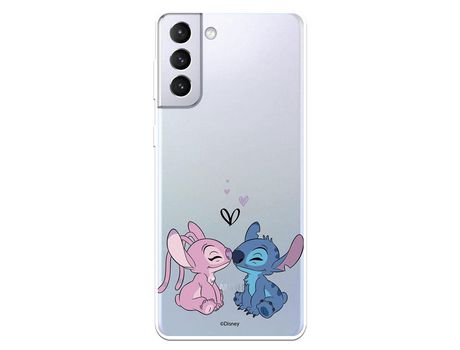 Funda para Samsung Galaxy S21 Plus Oficial de Disney Angel & Stitch Beso - Lilo & Stitch