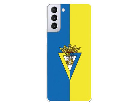 Funda para Samsung Galaxy S21 Plus del Cádiz Escudo Fondo Bicolor - Licencia Oficial