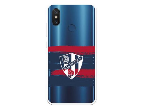 Funda para Xiaomi Mi 8 del Huesca Rayas Transparente - Licencia Oficial SD Huesca
