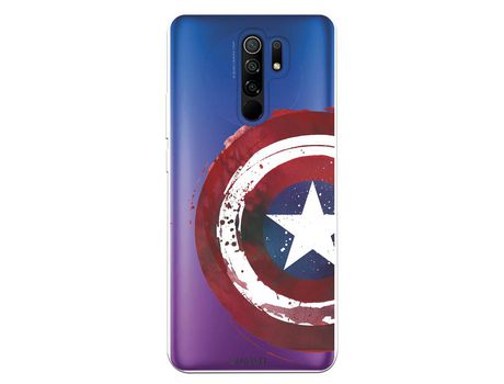 Funda para Xiaomi Redmi 9 Oficial de Marvel Capitan America Escudo Transparente