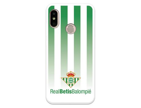 Funda para Xiaomi Mi A2 Lite del Betis Fondo Rayas Verdiblancas - Licencia Oficial