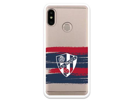 Funda para Xiaomi Mi A2 Lite del Huesca Rayas Transparente - Licencia Oficial SD Huesca