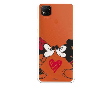 Funda para Xiaomi Redmi 9C Oficial de Disney Mickey y Minnie Beso - Clásicos Disney