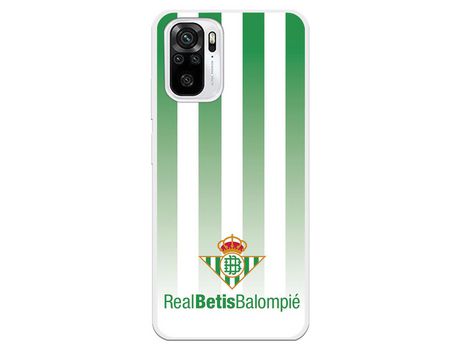 Funda para Xiaomi Redmi Note 10 del Betis Fondo Rayas Verdiblancas - Licencia Oficial