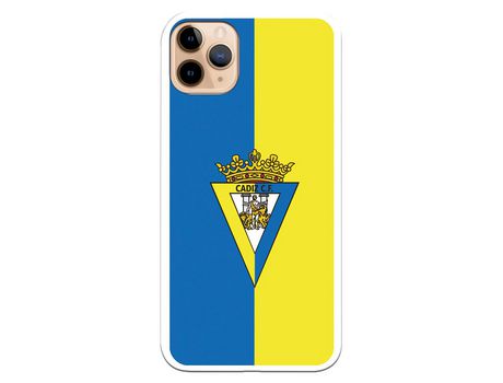 Funda para iPhone 11 Pro Max del Cádiz Escudo Fondo Bicolor - Licencia Oficial
