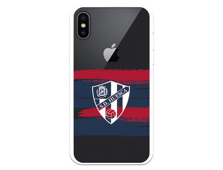 Funda para iPhone XS del Huesca Rayas Transparente - Licencia Oficial SD Huesca