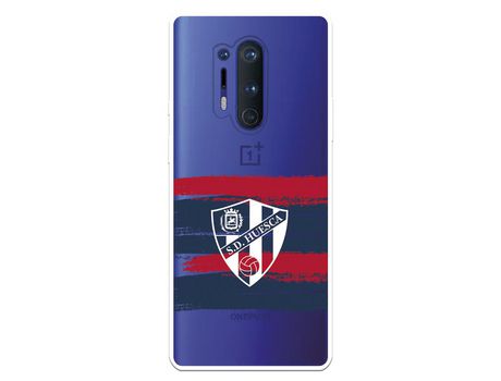 Funda para OnePlus 8 Plus del Huesca Rayas Transparente - Licencia Oficial SD Huesca
