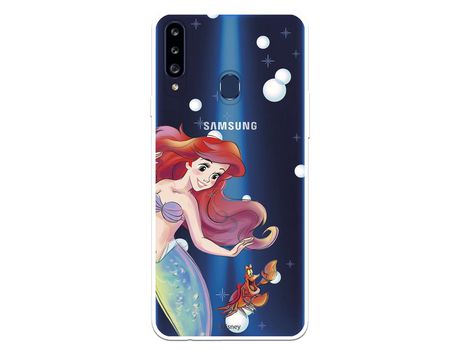 Funda para Samsung Galaxy A20S Oficial de Disney Ariel y Sebastián Burbujas - La Sirenita