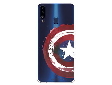 Funda para Samsung Galaxy A20S Oficial de Marvel Capitan America Escudo Transparente