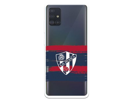 Funda para Samsung Galaxy A51 del Huesca Rayas Transparente - Licencia Oficial SD Huesca
