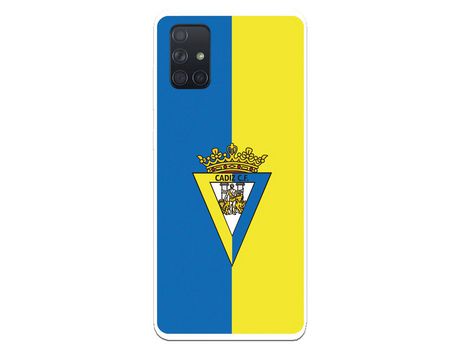 Funda para Samsung Galaxy A71 del Cádiz Escudo Fondo Bicolor - Licencia Oficial