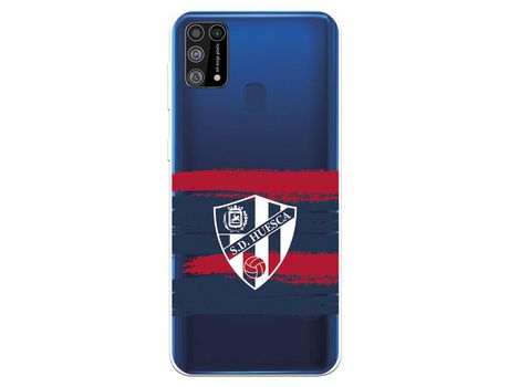 Funda para Samsung Galaxy M31 del Huesca Rayas Transparente - Licencia Oficial SD Huesca