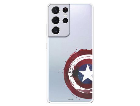 Funda para Samsung Galaxy S21 Ultra Oficial de Marvel Capitan America Escudo Transparente