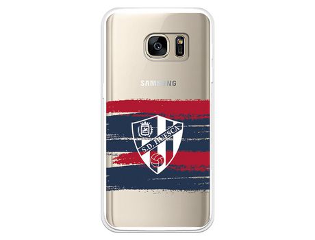 Funda para Samsung Galaxy S7 del Huesca Rayas Transparente - Licencia Oficial SD Huesca