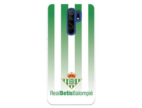 Funda para Xiaomi Redmi 9 del Betis Fondo Rayas Verdiblancas - Licencia Oficial