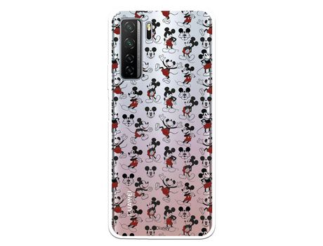 Funda para Huawei P40 Lite 5G Oficial de Disney Mickey Caras y Siluetas Transparente - Clásicos Disney