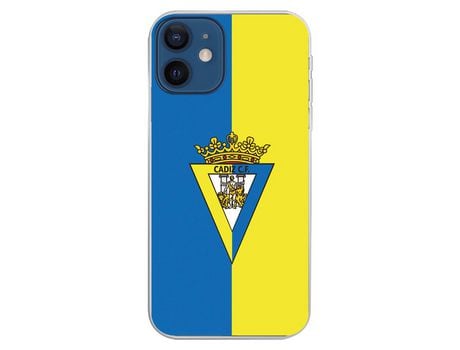 Funda para iPhone 12 Mini del Cádiz Escudo Fondo Bicolor - Licencia Oficial