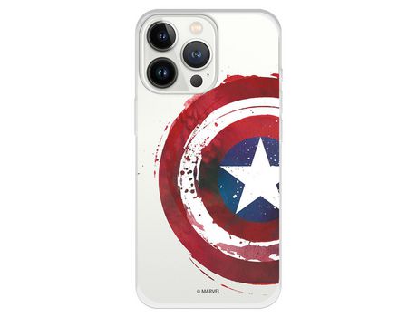 Funda para iPhone 13 Pro Oficial de Marvel Capitan America Escudo Transparente