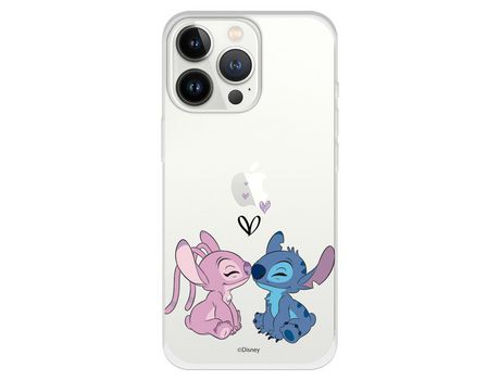 Funda para iPhone 13 Pro Oficial de Disney Angel & Stitch Beso - Lilo & Stitch