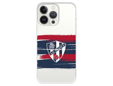 Funda para iPhone 13 Pro del Huesca Rayas Transparente - Licencia Oficial SD Huesca