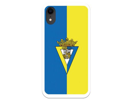 Funda para iPhone XR del Cádiz Escudo Fondo Bicolor - Licencia Oficial