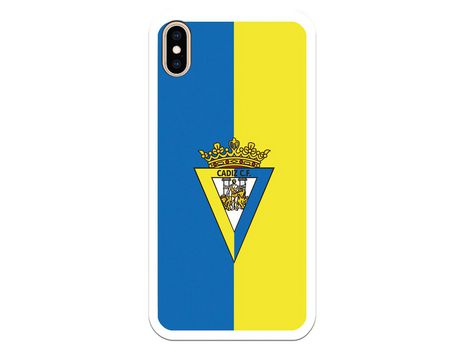 Funda para iPhone XS Max del Cádiz Escudo Fondo Bicolor - Licencia Oficial