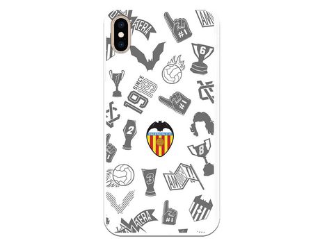 Funda para iPhone XS Max del Valencia Stickers Gris Escudo Color - Licencia Oficial Valencia CF