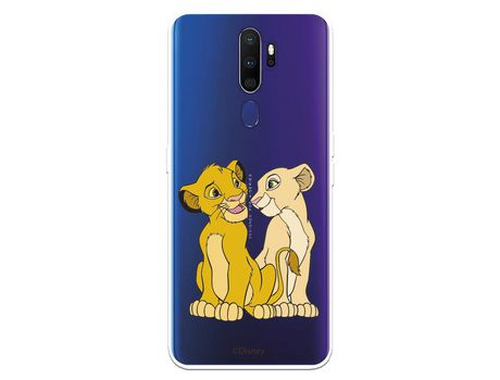 Funda para Oppo A5 2020 Oficial de Disney Simba y Nala Silueta - El Rey León