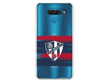 Funda para LG Q60 del Huesca Rayas Transparente - Licencia Oficial SD Huesca