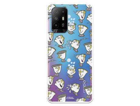 Funda para Oppo A74 4G Oficial da Disney Chip Potts Siluetas La Bella y la Bestia