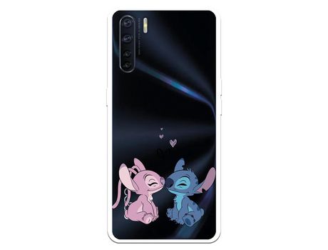 Funda para Oppo A91 Oficial de Disney Angel & Stitch Beso - Lilo & Stitch