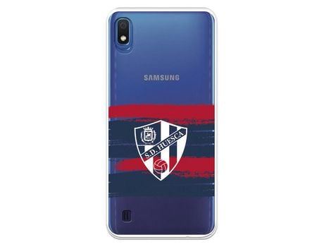 Funda para Samsung Galaxy A10 del Huesca Rayas Transparente - Licencia Oficial SD Huesca