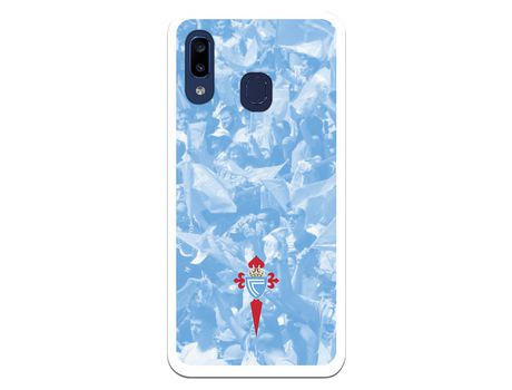 Funda para Samsung Galaxy A20E del Celta Escudo Fondo Hinchada - Licencia Oficial RC Celta