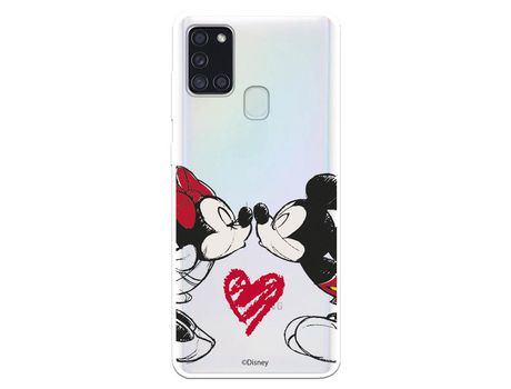 Funda para Samsung Galaxy A21S Oficial de Disney Mickey y Minnie Beso - Clásicos Disney