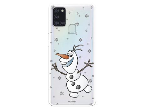 Funda para Samsung Galaxy A21S Oficial de Disney Olaf Transparente - Frozen