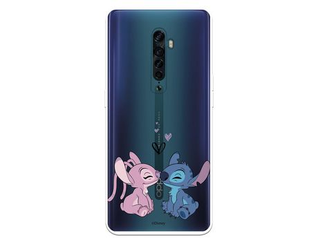 Funda para Oppo Reno2 Oficial de Disney Angel & Stitch Beso - Lilo & Stitch