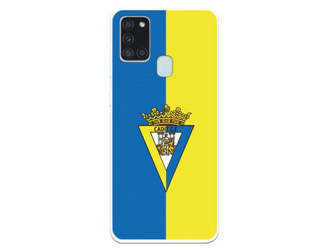 Funda para Samsung Galaxy A21S del Cádiz Escudo Fondo Bicolor - Licencia Oficial
